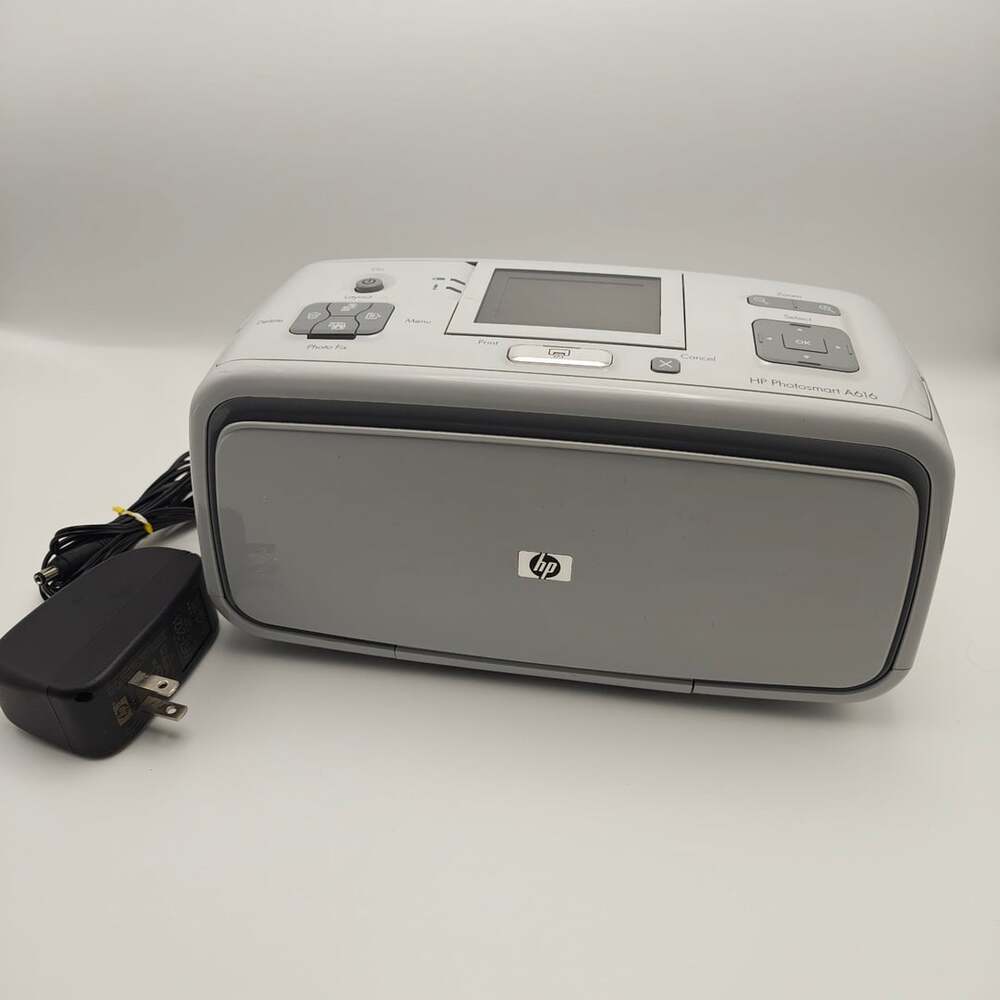 HP Photosmart A616 Compact Photo Printer Portable Travel Digital Cord Included